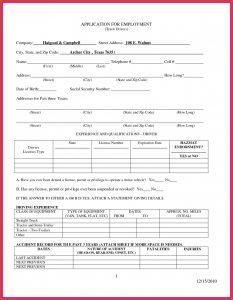 Truck Driver Employment Application Template
