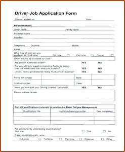 Truck Driver Job Application Form