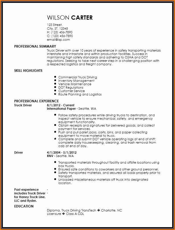 Truck Driver Resume Templates