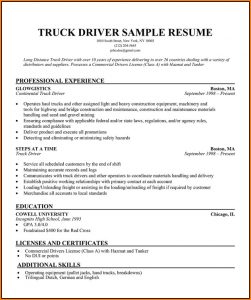 Truck Driver Resumes Examples