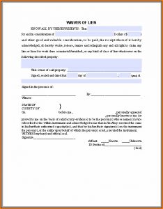Waiver Of Lien Template