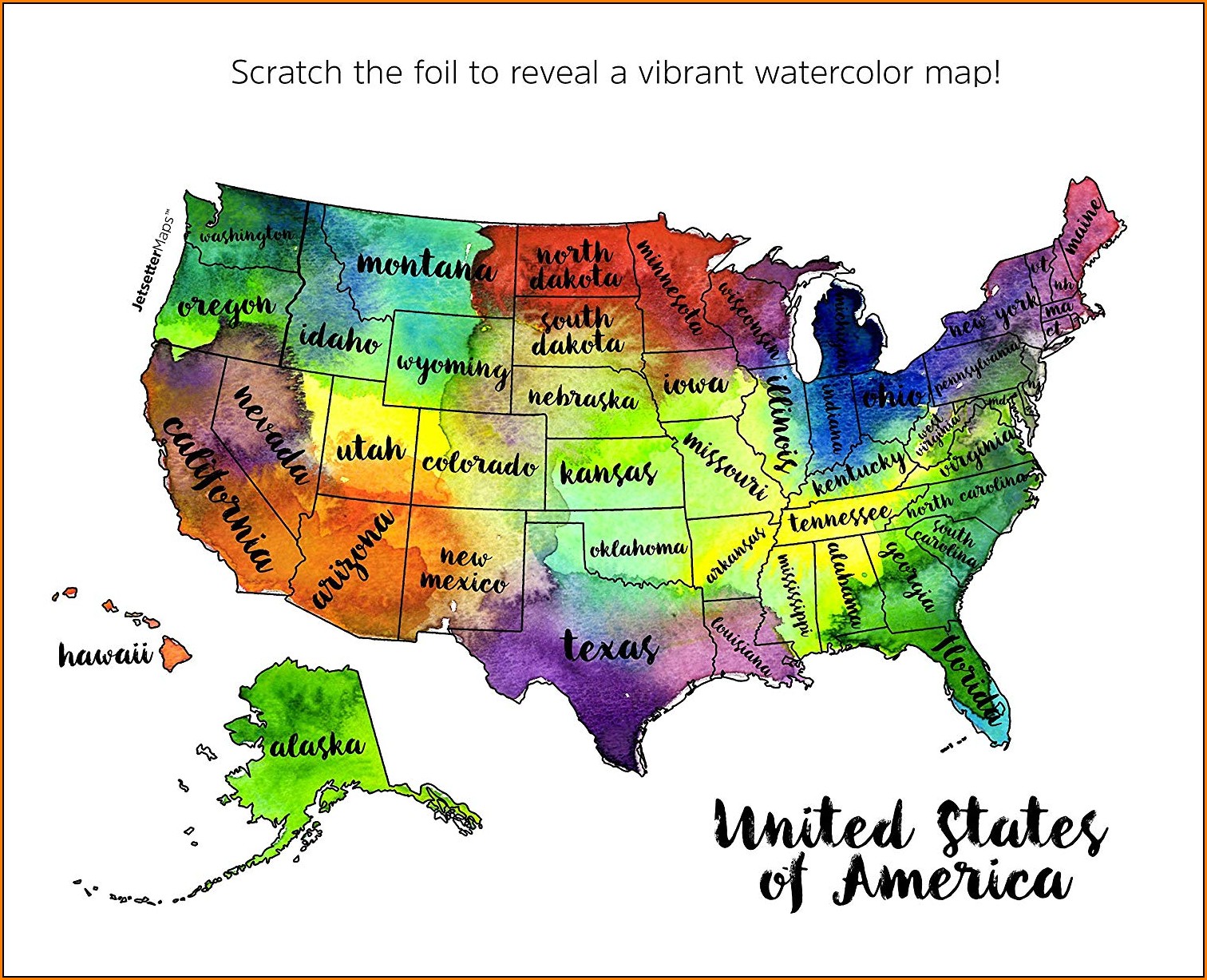 Watercolor Scratch Off Map