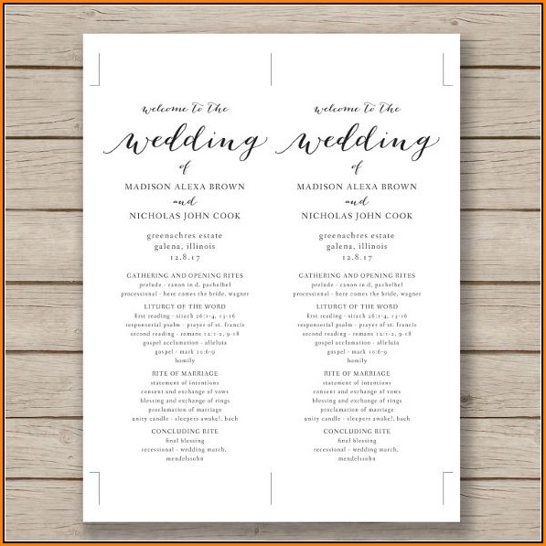Wedding Pamphlet Template Word