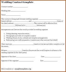 Wedding Vendor Contract Template