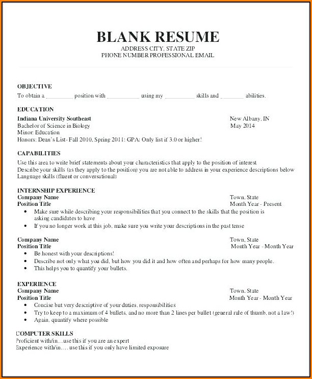 Word Document Downloadable Resume Template