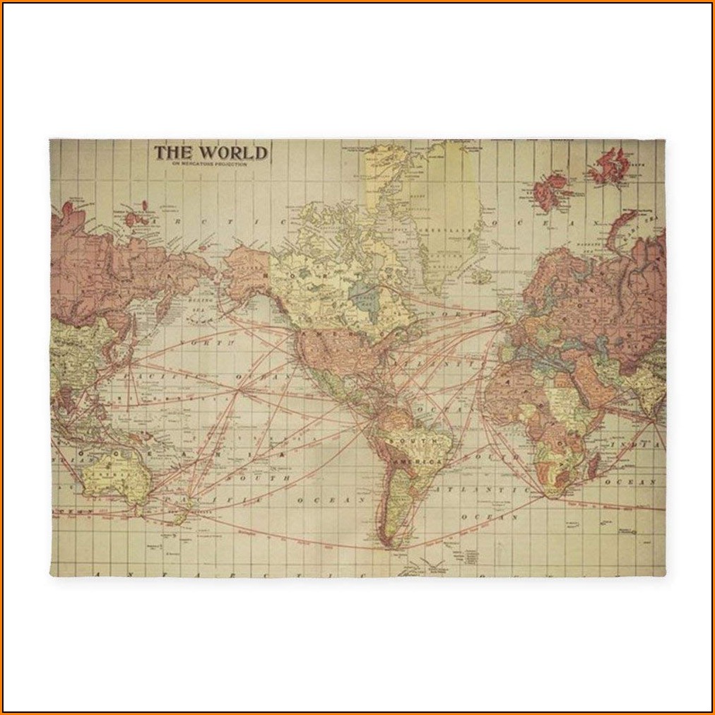 World Map Area Rug