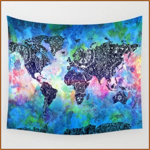 World Map Mandala Tapestry