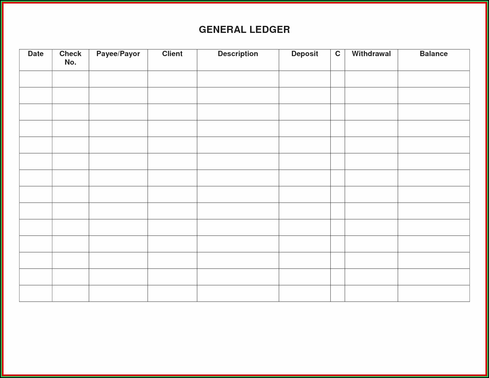Accounting Ledger Book Template Free