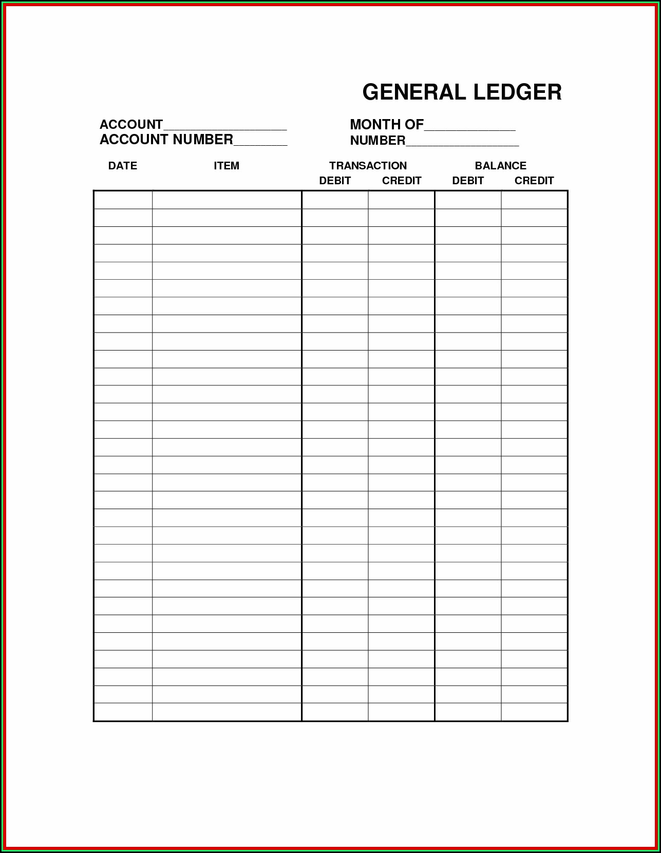 Accounting Ledger Template Pdf