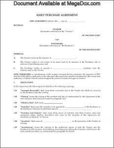 Asset Purchase Agreement Template Canada