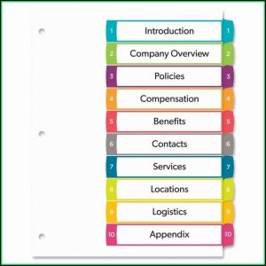 Avery 8 Tab Template 11447