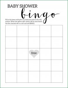 Baby Shower Bingo Template