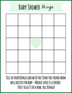 Baby Shower Bingo Template Blank Free