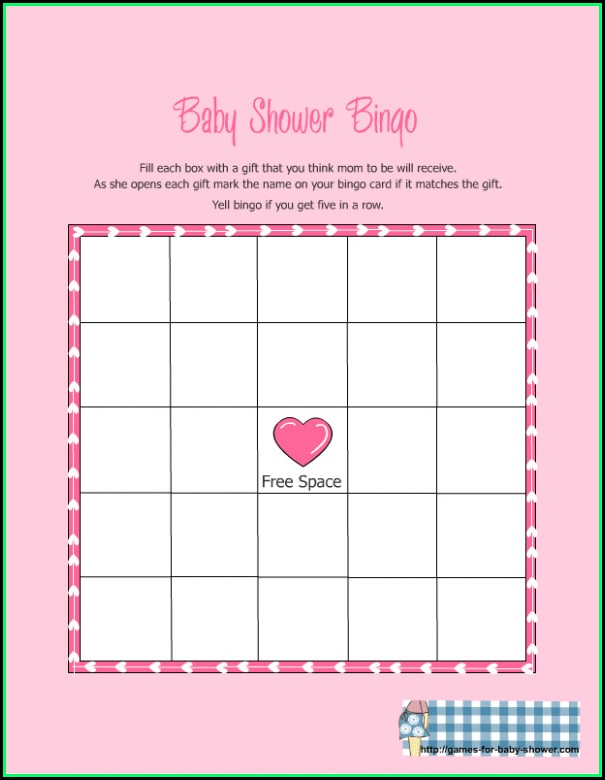 Baby Shower Bingo Template Download