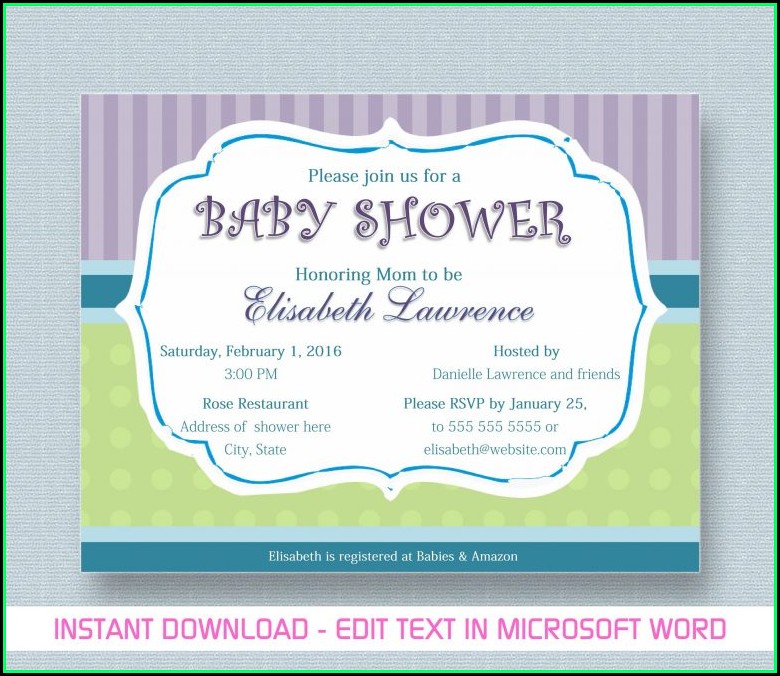Baby Shower Card Template Microsoft Word