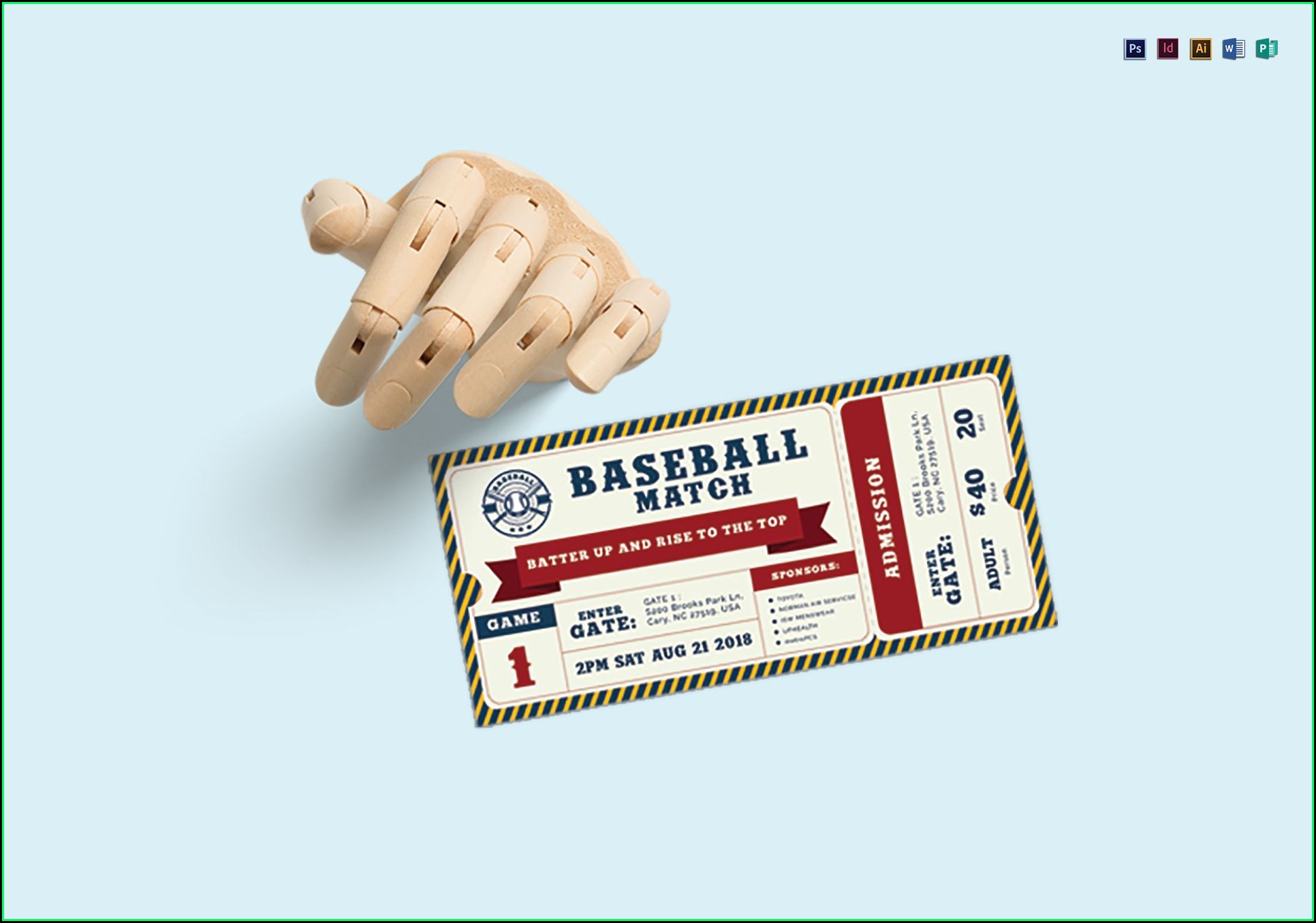 Baseball Ticket Template Psd
