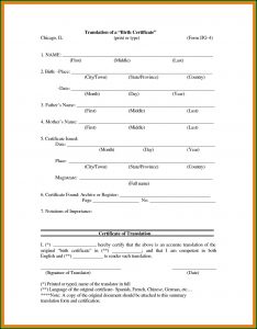 Birth Certificate Translation Template Uscis