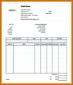 Fake Hotel Receipt Template