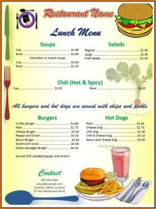 Fast Food Menu Design Templates Free