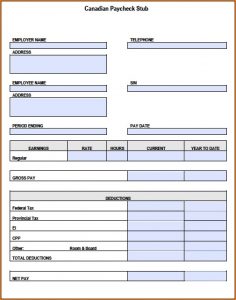 Fillable Printable Pay Stub Template Free