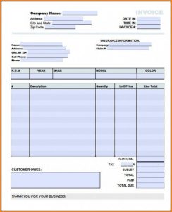 Free Auto Repair Invoice Template Pdf