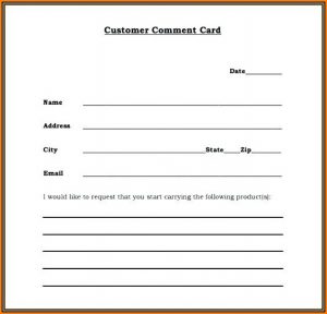 Free Comment Card Template