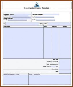 Free Construction Invoice Template Pdf