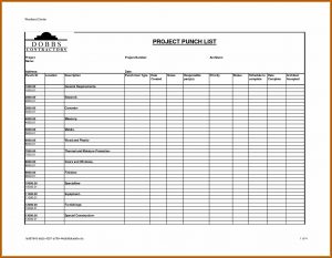 Free Construction Punch List Template