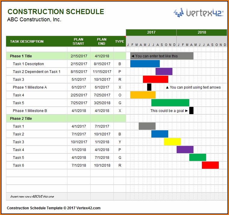 Free Construction Schedule Template