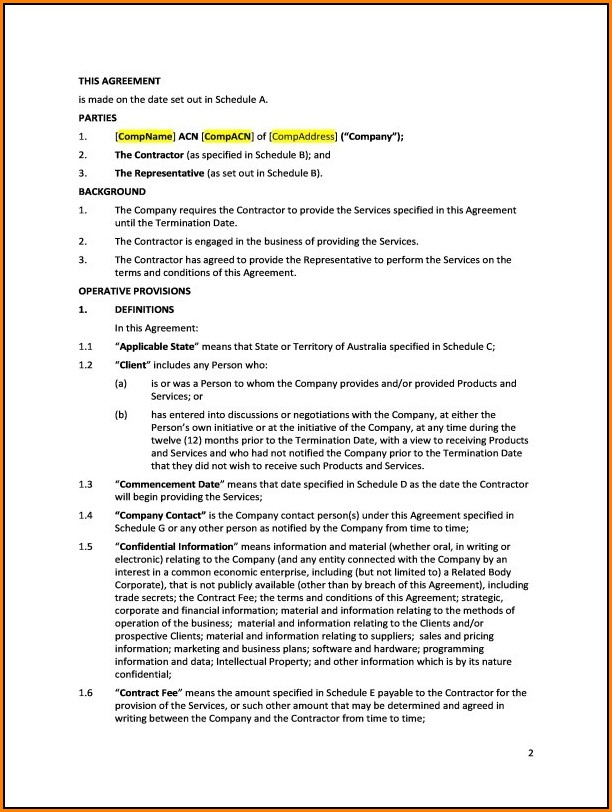 Free Contractor Agreement Template Australia