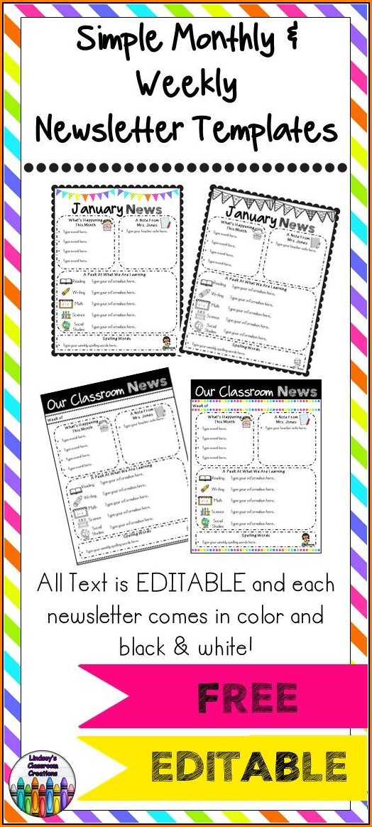 Free Editable Preschool Newsletter Templates