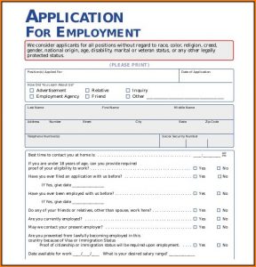 Free Employment Application Template Word