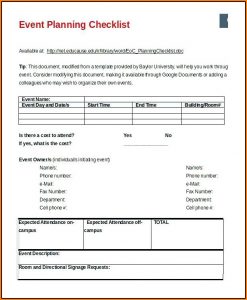 Free Event Planning Checklist Template Excel