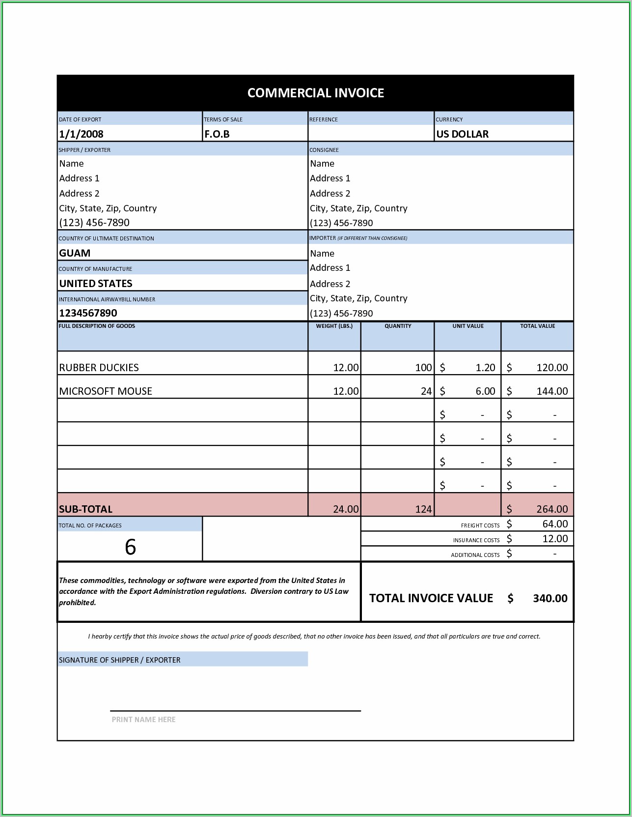 Free Invoice Template Excel India