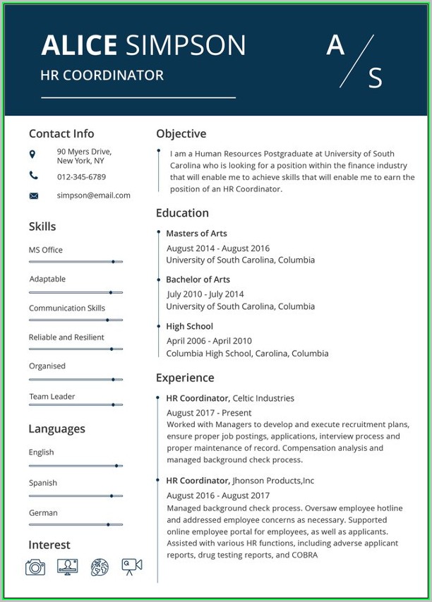 Free Modern Resume Templates For Word Doc