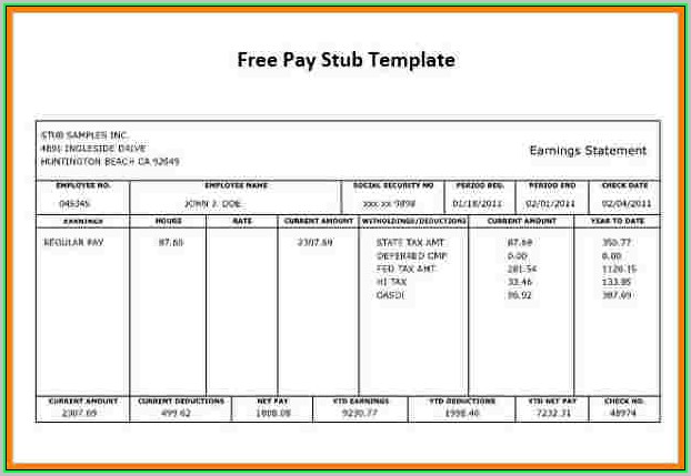 Free Paycheck Stub Template Excel