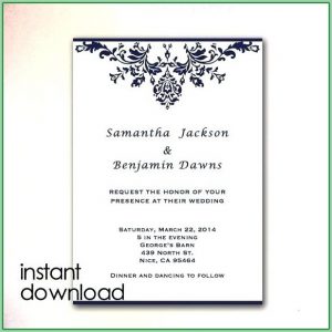 Free Printable Blank Wedding Invitation Templates Royal Blue