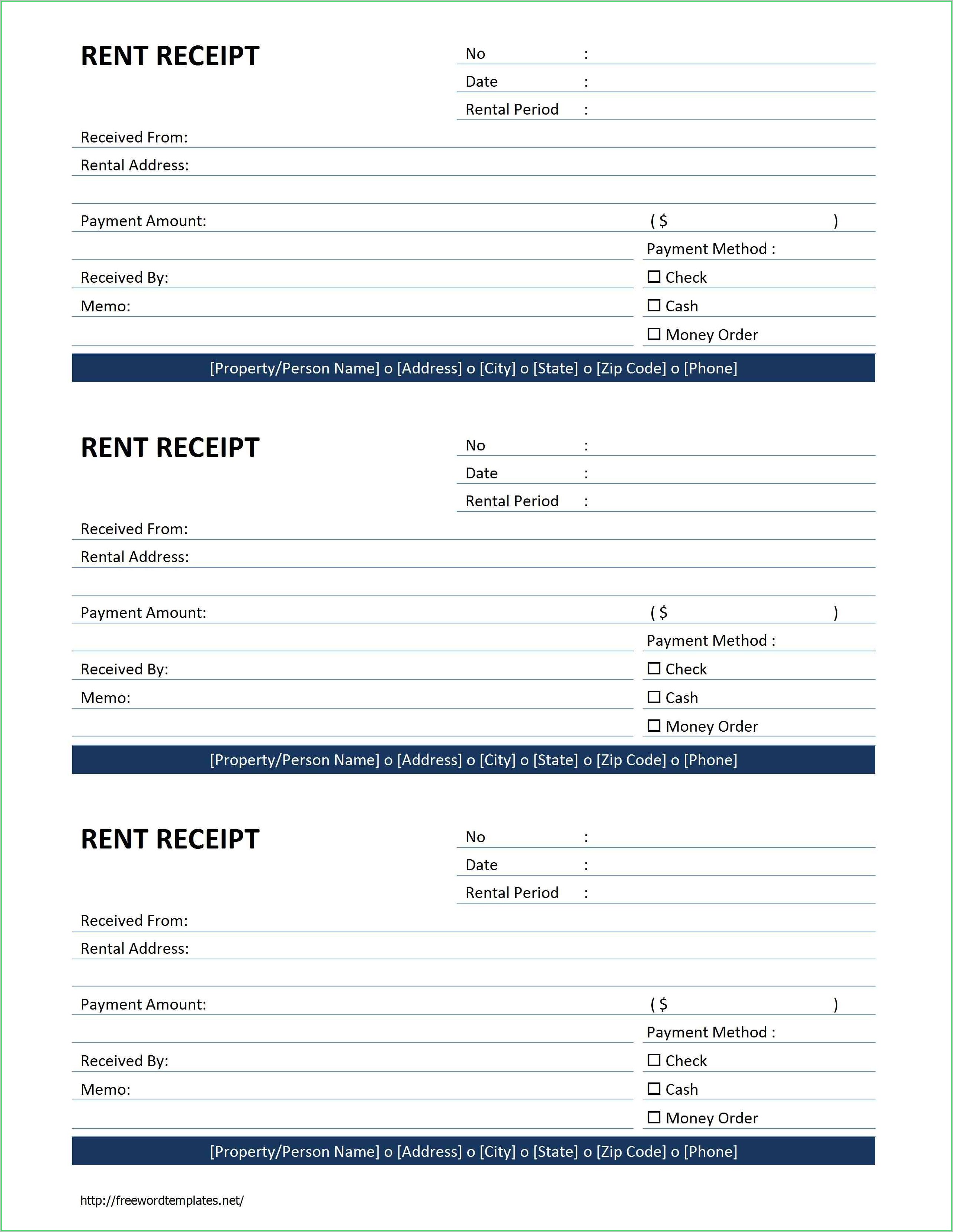 Free Rent Receipt Template Word