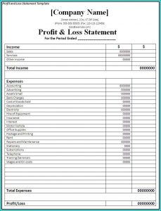 Profit Loss Form