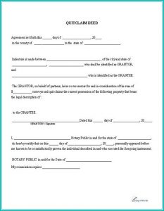 Quit Claim Deed Blank Form