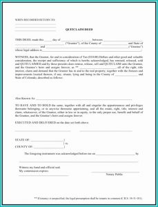 Quit Claim Deed Form Colorado Sample