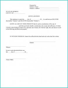 Quit Claim Deed Form Georgia
