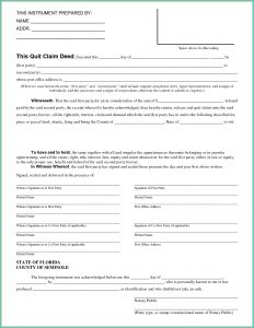 Quit Claim Deed Form Illinois Cook County