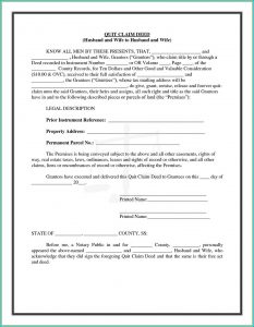 Quit Claim Deed Form Washington State Instructions