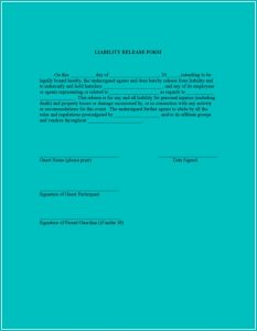 Release Of Liability Form Template Free