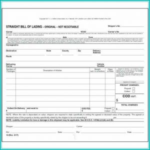 Short Form Bill Of Lading Template