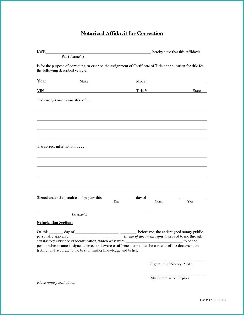 Small Estate Affidavit California Form 13101