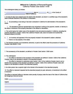Small Estate Affidavit California Form