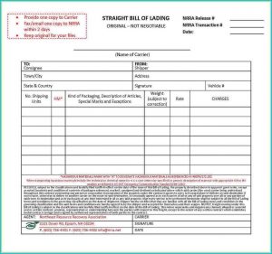 Straight Bill Of Lading Short Form Free