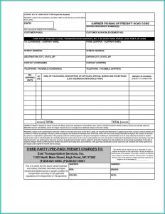 Straight Bill Of Lading Short Form Original Not Negotiable